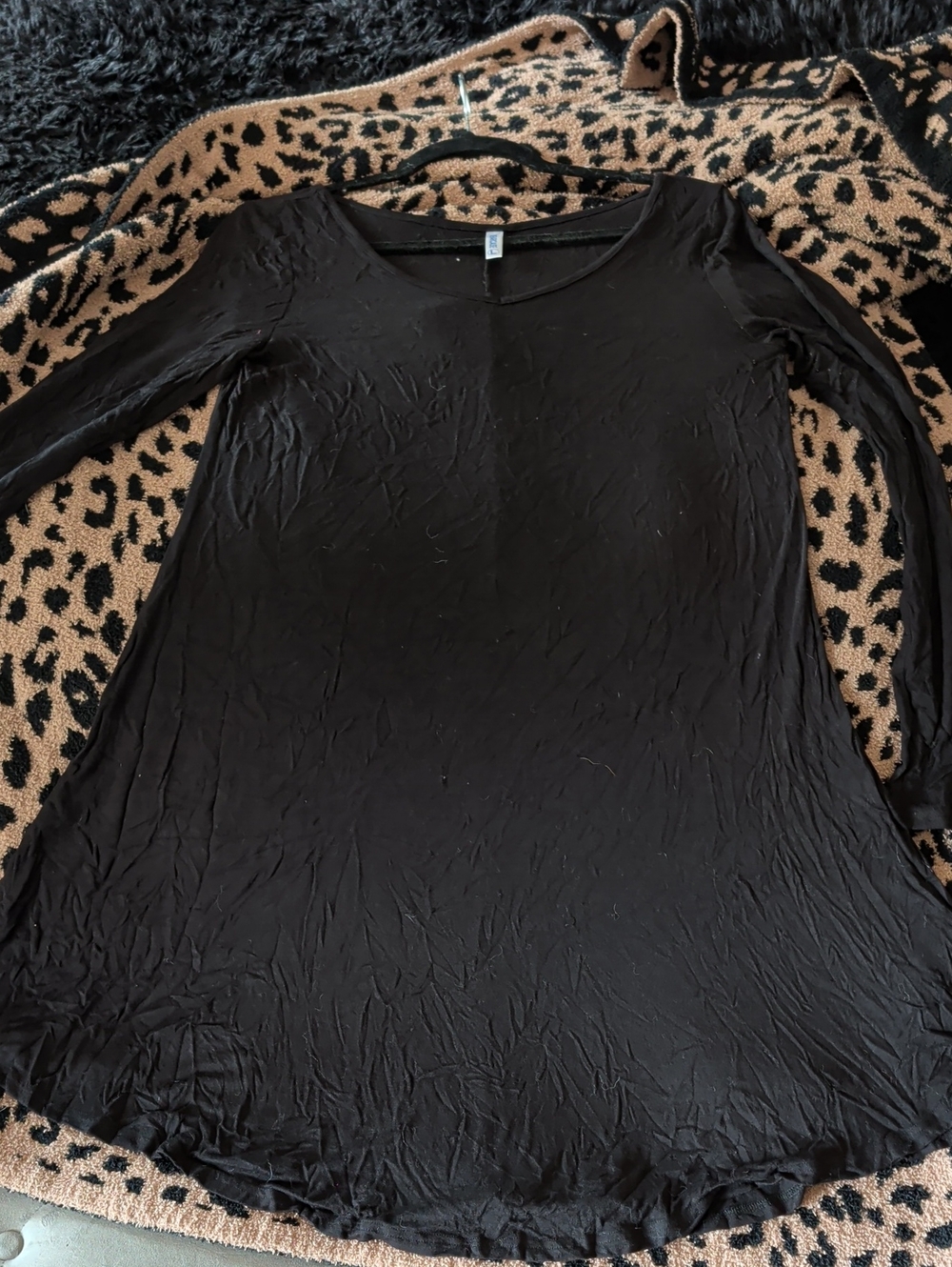 Black Long-Sleeve Mini Swing Dress
